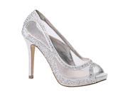 Sweetie s Shoes Silver Sheer Mesh Beaded Kylie Glamour Pumps 7 Womens