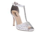 Sweetie s Shoes Silver Special Occasion Evelyn T strap Pumps 10 Womens