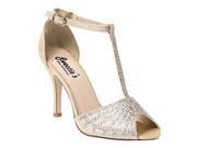 Sweetie s Shoes Nude Special Occasion Evelyn T strap Pumps 10 Womens