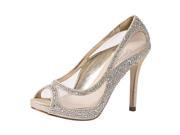 Sweetie s Shoes Nude Sheer Mesh Beaded Kylie Glamour Pumps 10 Womens