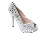 Sweetie s Shoes Silver Open Toe Special Occasion Cinderella Pumps 7 Womens