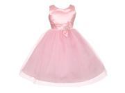 Big Girls Pink Slant Bow Brooch Attached Shiny Junior Bridesmaid Dress 14