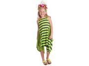KidCuteTure Girls 6 Lime Green Charcoal Stripe Ruffle Spring Dress