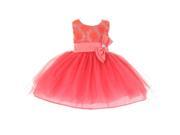 Little Girls Coral Sequins Bow Sash Tulle Special Occasion Dress 2T