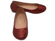 Bella Marie Little Girls Red Glitter Texture Slip On Flats 9 Toddler