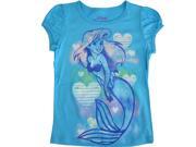 Disney Little Girls Blue Little Mermaid Short Sleeve Shirt Top 6X