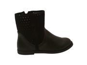 L Amour Girls Black Genuine Suede Perforated Upper Boots 3 Kids