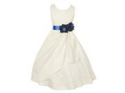 Big Girls Ivory Blue Bridal Dull Satin Sequin Flowers Occasion Dress 14