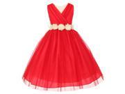 Big Girls Red Ivory Chiffon Flowers Tulle Junior Bridesmaid Dress 14