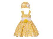 Baby Girls Yellow Colorful Floral Print Ruffle Straps Easter Hat Dress 24M