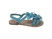 L Amour Girls Blue Flower Blossom Accent Velcro Strap Sandals 12 Kids