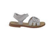 L Amour Girls White Scalloped Flowers Velcro Closure Sandals 7 Toddler