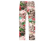 Richie House Little Girls Pink Floral Leopard Print Stretch Pants 4 5