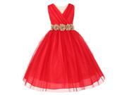 Big Girls Red Champagne Chiffon Flowers Tulle Junior Bridesmaid Dress 10