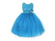 Big Girls Turquoise Organza Sequin Sparkle Tulle Special Occasion Dress 14