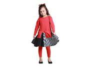 KidCuteTure Little Girls Poppy Red Black Striped Luna Fall Designer Dress 4