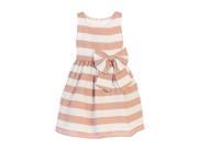 Sweet Kids Big Girls Sand White Stripe Ribbon Accent Occasion Dress 12