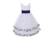 Big Girls White Purple Petals Sash Tulle Layers Flower Girl Easter Dress 8