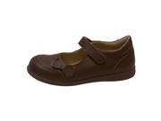 L Amour Girls Brown Leather Double Bow Accent Mary Jane Shoes 1 Kids