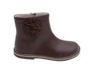 L Amour Little Girls Brown Suede Pom Pom Flower Zipper Leather Boots 11 Kids