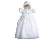 Crayon Kids Baby Girls White Organza Embroidery Christening Bonnet Gown 12M