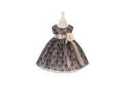 Cinderella Couture Baby Girls Navy Lace Champagne Sash Sleeveless Dress 24M