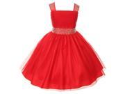 Cinderella Couture Big Girls Red Rhinestone Ruched Sleeveless Dress 8
