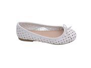 L Amour Little Big Kids Girls White Perforated Bow Ballet Flats 1 Kids