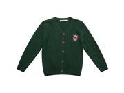 Richie House Big Boys Green Front Applique Solid Cardigan Sweater 7 8