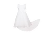 Richie House Little Girls White Long Tail Overlay Bow Bridal Party Dress 4