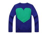 Richie House Little Girls Blue Heart Artwork Intarsia In Front Pull Sweater 3 4