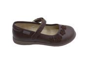 L Amour Little Girls Brown Suede Flowers Velcro Strap Mary Jane Shoes 13 Kids
