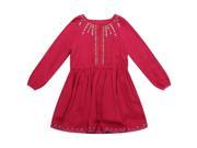 Richie House Big Girls Red Cotton Ethnic Floral Embroidered Dress 6 7