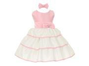 Baby Girls Pink Bow Sash Layered Easter Special Occasion Dress 3M