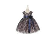 Cinderella Couture Baby Girls Navy Lace Navy Sash Sleeveless Dress 12M