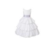 Cinderella Couture Girls White Layered Lilac Sash Pick Up Occasion Dress 4