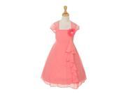 Cinderella Couture Big Girls Coral Chiffon Eyelid Lace Ruffle Flower Dress 12