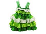 Little Girls Green White Satin Lace Ruffle Dress Dress 2T
