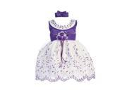 Little Girls Purple White Floral Jeweled Easter Flower Girl Bubble Dress 2T