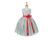 Cinderella Couture Little Girls Sage Lace Red Sash Sleeveless Dress 6