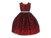 Cinderella Couture Girls Red Lace Taffeta Jeweled Belt Flower Girl Dress 12