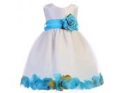 Crayon Kids Baby Girls White Turquoise Petal Flower Girl Dress 18M