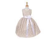 Cinderella Couture Big Girls Champagne Lace White Sash Sleeveless Dress 14