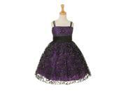 Big Girls Purple Taffeta Satin Black Damask Mesh Occasion Dress 14