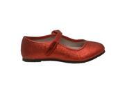 Angel Little Girls Red Hook and Loop Ankle Strap Glitter Flats 10 Toddler