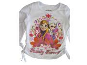 Disney Little Girls White Anna Elsa Character Printed Long Sleeve Shirt 4