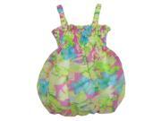 Baby Girls Lilac Green Floral Print Strap Bubble Chiffon Dress 24M
