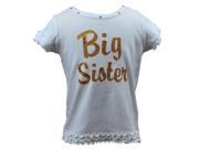 Reflectionz Little Girls White Gold Sparkle Big Sister Ruffle Top 3T