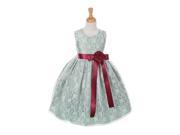 Cinderella Couture Big Girls Sage Lace Burgundy Sash Sleeveless Dress 14