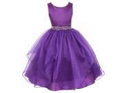 Little Girls Purple Dazzling Stones Taffeta Organza Cascade Party Dress 4